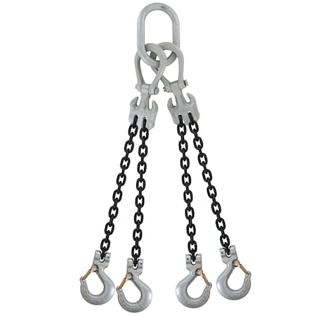 9/32 X 5',Crosby Adjustable 4Leg Chain Sling W/ Sling Hooks-Grade100